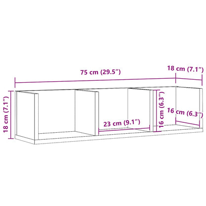 CD-wandschap 75x18x18 cm bewerkt hout artisanaal eikenkleurig - AllerleiShop