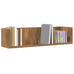 CD-wandschap 75x18x18 cm bewerkt hout artisanaal eikenkleurig