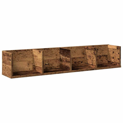 Cd-wandschap 100x18x18 cm bewerkt hout oud houtkleurig - AllerleiShop