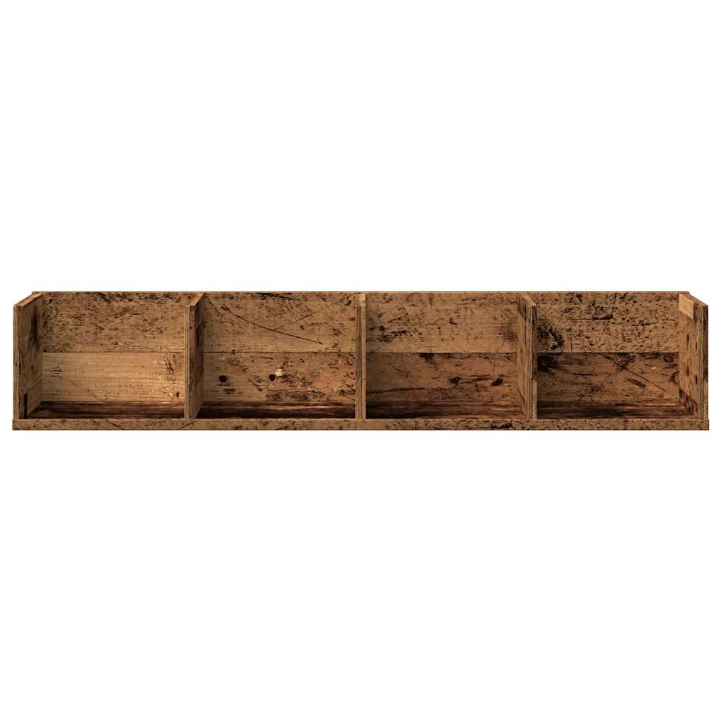 Cd-wandschap 100x18x18 cm bewerkt hout oud houtkleurig - AllerleiShop