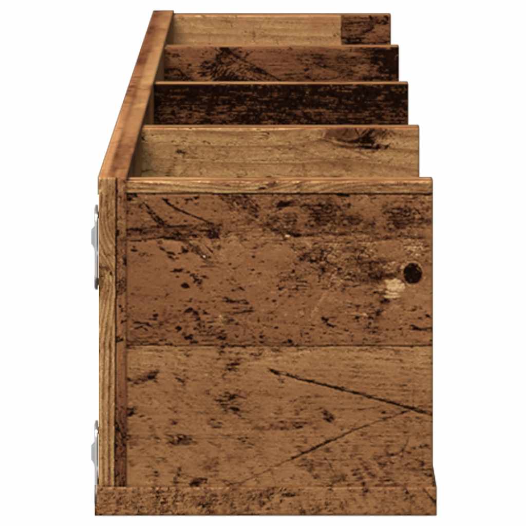 Cd-wandschap 100x18x18 cm bewerkt hout oud houtkleurig - AllerleiShop