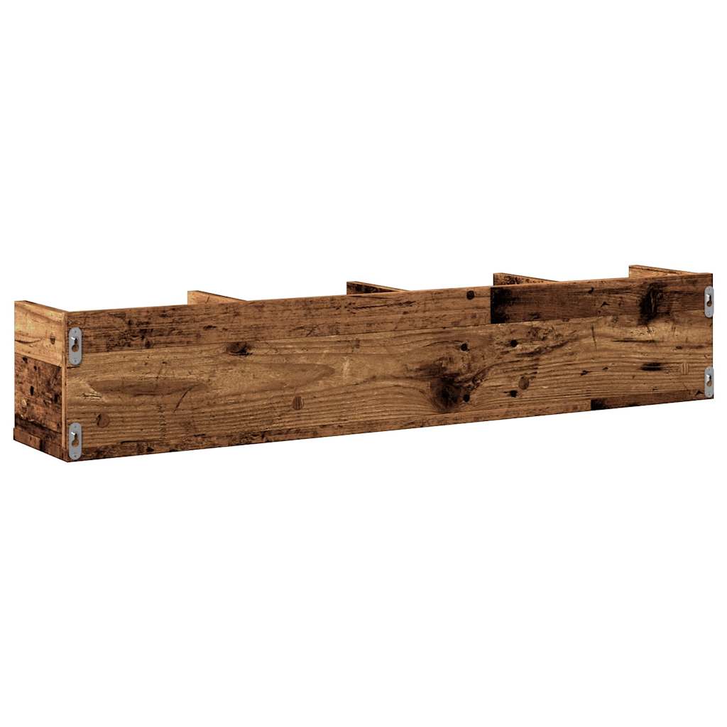 Cd-wandschap 100x18x18 cm bewerkt hout oud houtkleurig - AllerleiShop