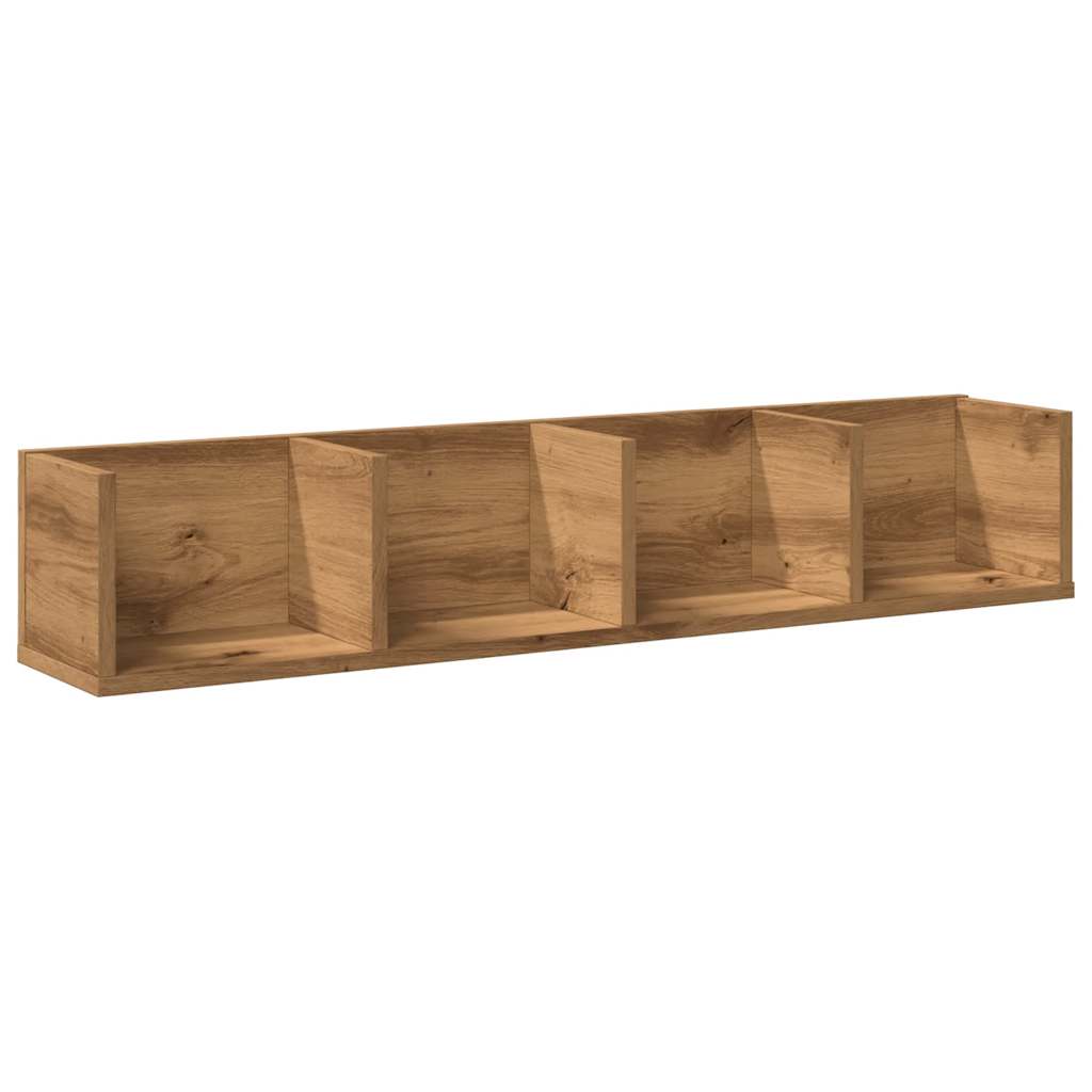 CD-wandschap 100x18x18 cm bewerkt hout artisanaal eikenkleurig - AllerleiShop