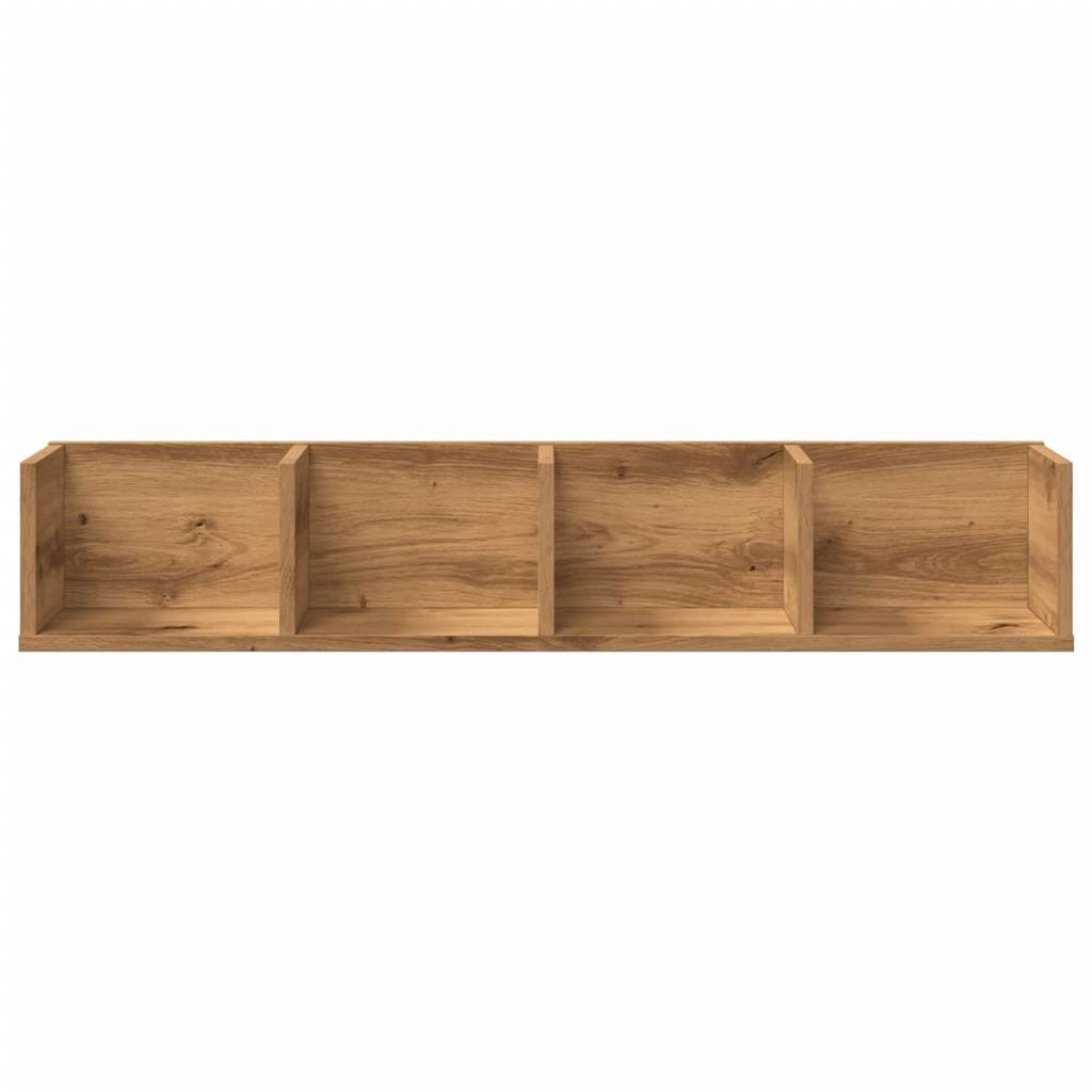 CD-wandschap 100x18x18 cm bewerkt hout artisanaal eikenkleurig - AllerleiShop