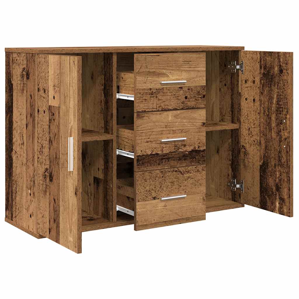 Dressoir 90x29,5x65 cm bewerkt hout oud houtkleurig - AllerleiShop