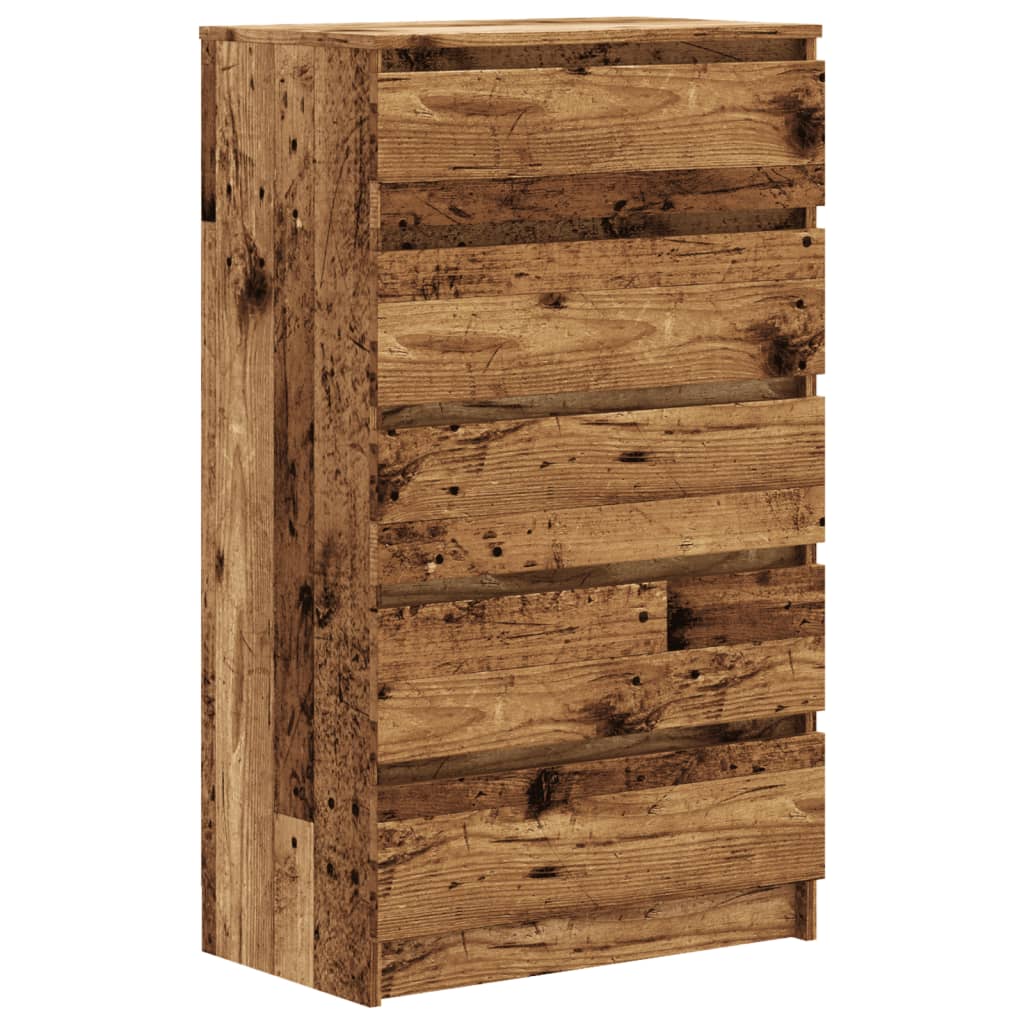 Ladekast 60x36x103 cm bewerkt hout oud houtkleurig - AllerleiShop