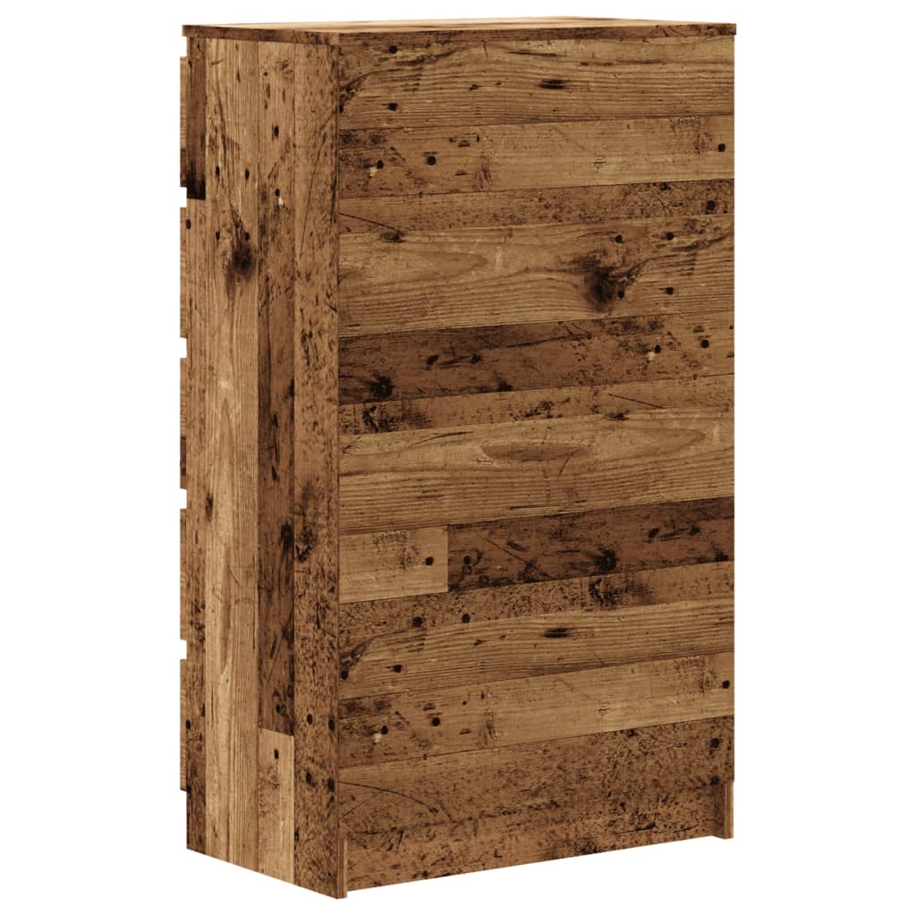 Ladekast 60x36x103 cm bewerkt hout oud houtkleurig - AllerleiShop