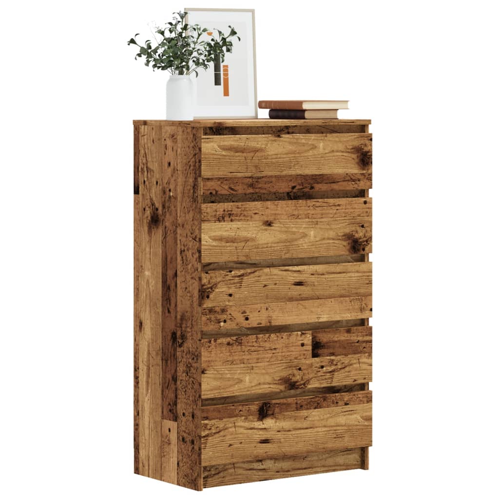 Ladekast 60x36x103 cm bewerkt hout oud houtkleurig - AllerleiShop