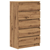 Ladekast 60x36x103 cm bewerkt hout artisanaal eikenkleur - AllerleiShop