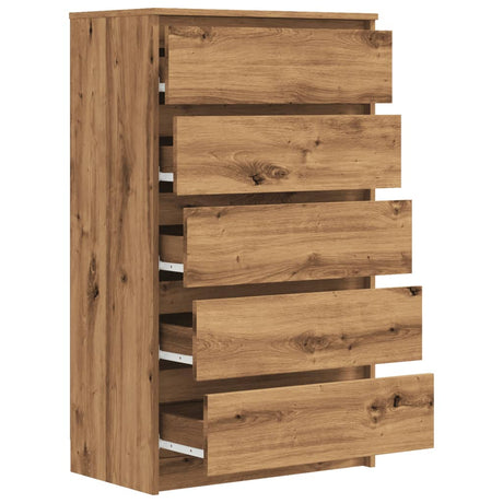 Ladekast 60x36x103 cm bewerkt hout artisanaal eikenkleur - AllerleiShop