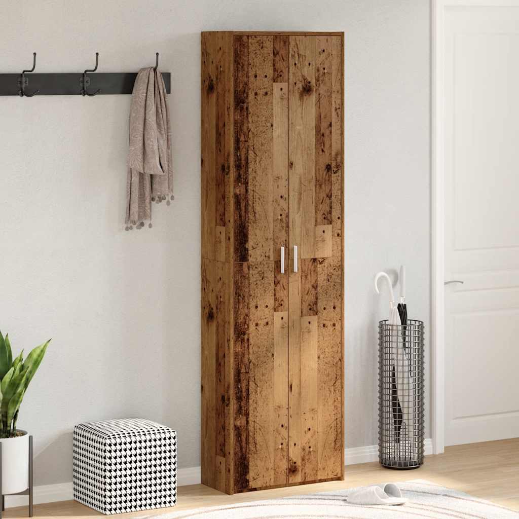 Gangkast 55x25x189 cm bewerkt hout oud houtkleurig - AllerleiShop