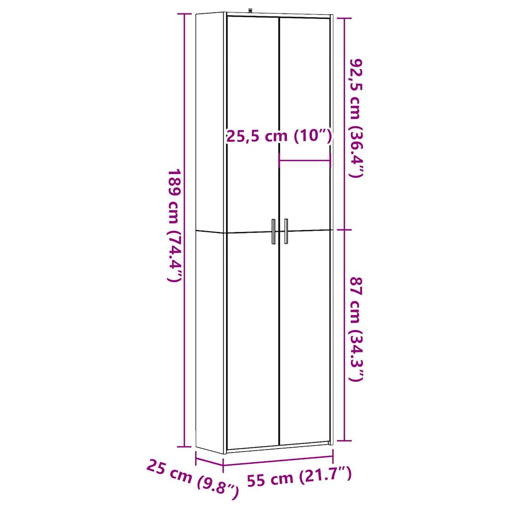 Gangkast 55x25x189 cm bewerkt hout oud houtkleurig - AllerleiShop