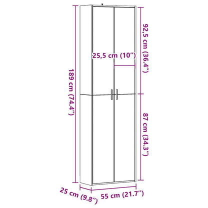 Gangkast 55x25x189 cm bewerkt hout oud houtkleurig - AllerleiShop