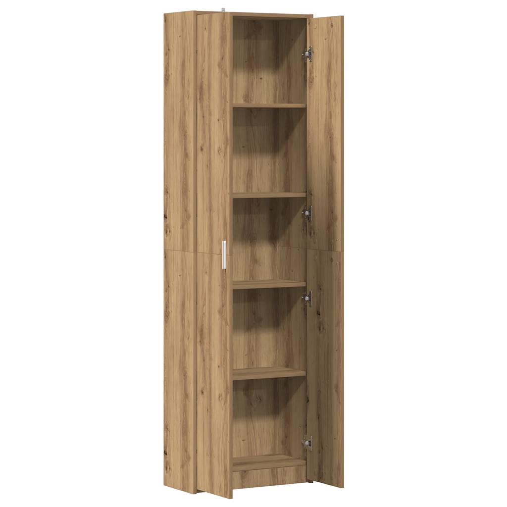 Gangkast 55x25x189 cm bewerkt hout artisanaal eikenkleur - AllerleiShop