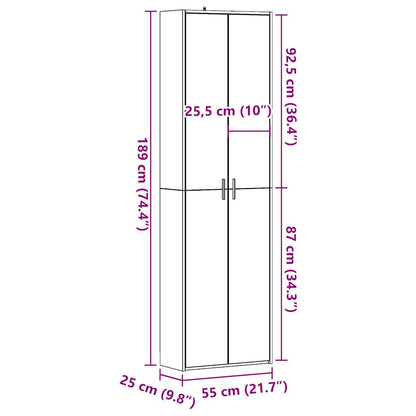 Gangkast 55x25x189 cm bewerkt hout artisanaal eikenkleur - AllerleiShop