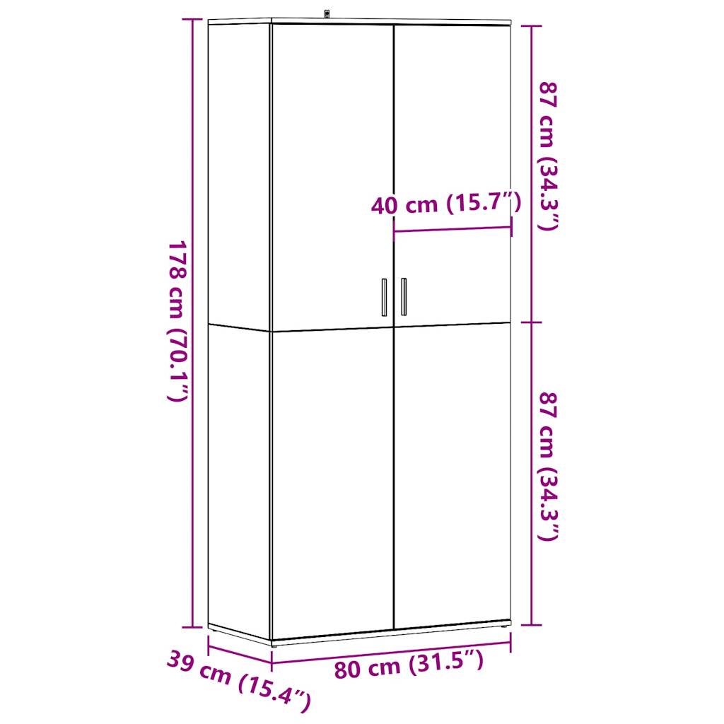 Schoenenkast 80x39x178 cm bewerkt hout oud houtkleurig - AllerleiShop