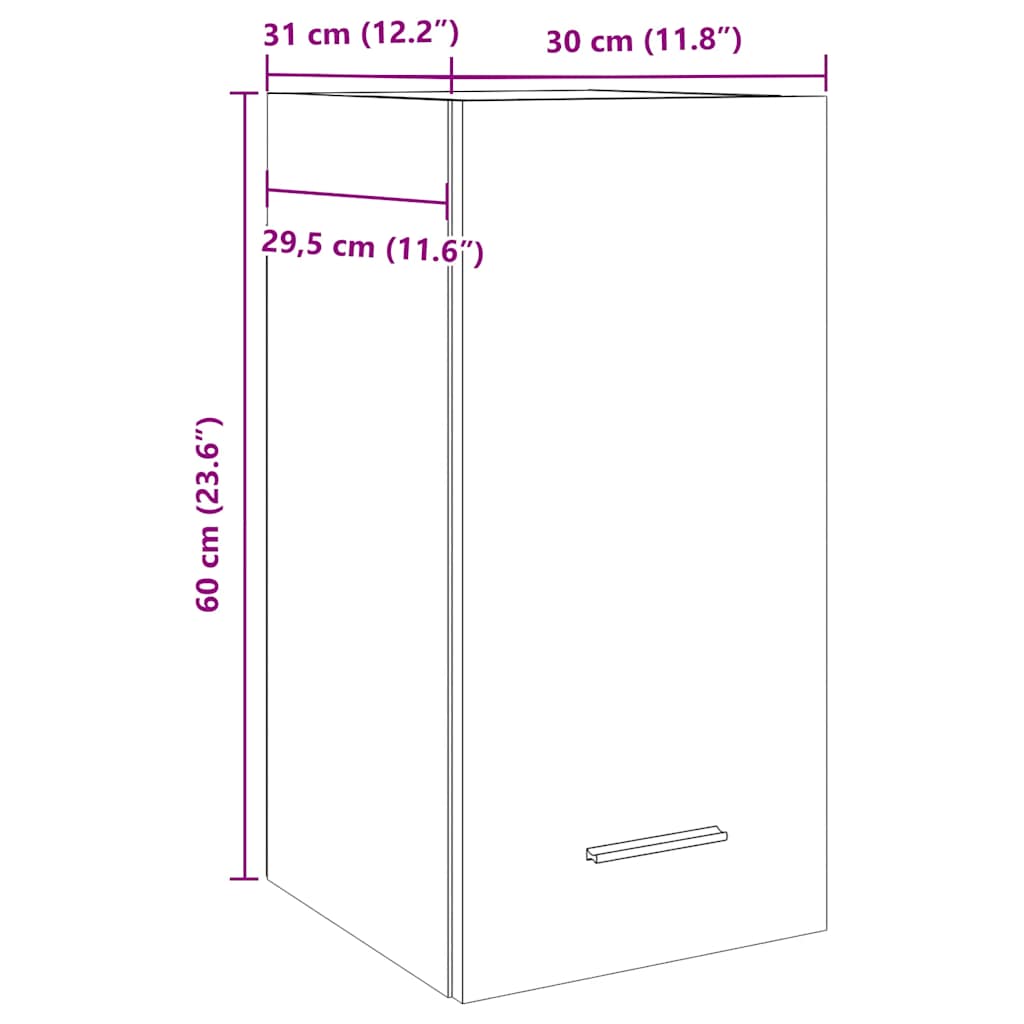 Hangkast 30x31x60 cm bewerkt hout artisanaal eikenkleur - AllerleiShop