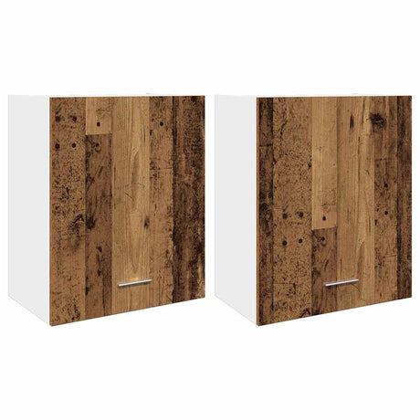 Hangkasten 2 st 50x31x60 cm bewerkt hout oud houtkleurig - AllerleiShop