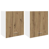 Hangkasten 2 st 50x31x60 cm bewerkt hout artisanaal eikenkleur - AllerleiShop