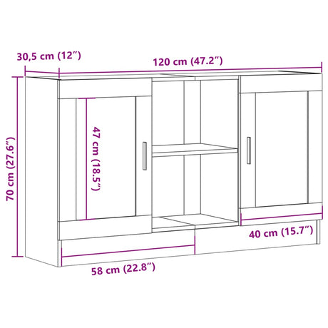 Dressoir 120x30,5x70 cm bewerkt hout oud houtkleurig - AllerleiShop