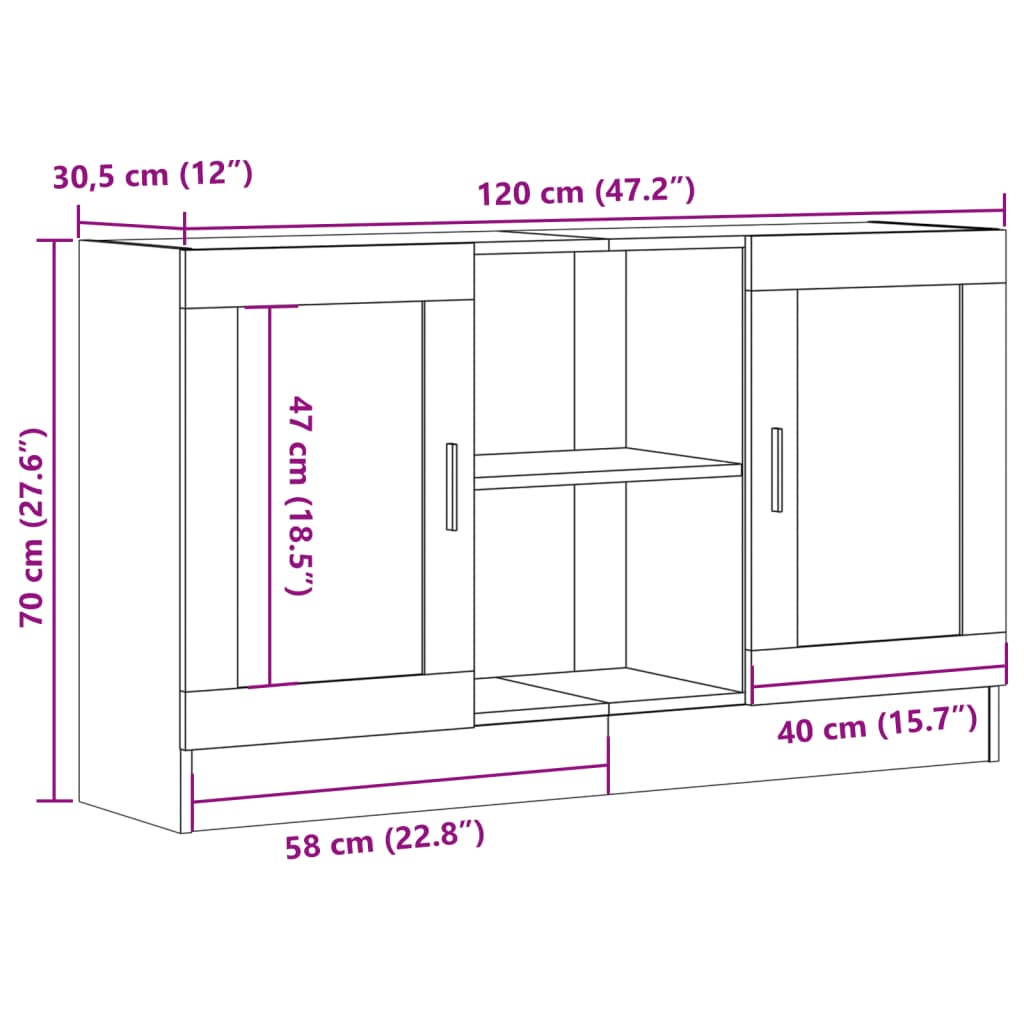 Dressoir 120x30,5x70 cm bewerkt hout artisanaal eikenkleurig - AllerleiShop