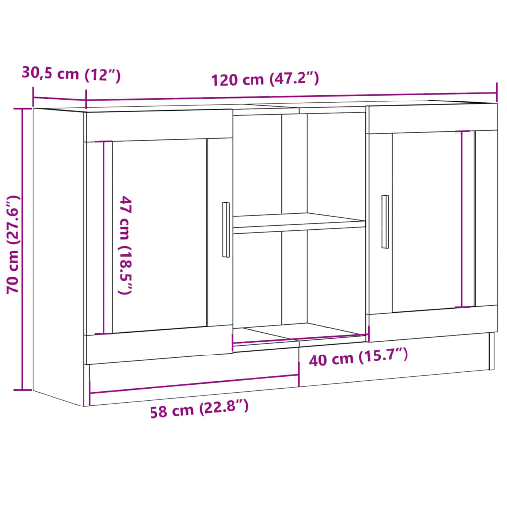 Dressoir 120x30,5x70 cm bewerkt hout artisanaal eikenkleurig - AllerleiShop