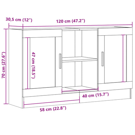 Dressoir 120x30,5x70 cm bewerkt hout artisanaal eikenkleurig - AllerleiShop