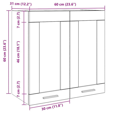 Keukenwandkast met glazen deur 60x31x60 cm oud houtkleurig - AllerleiShop