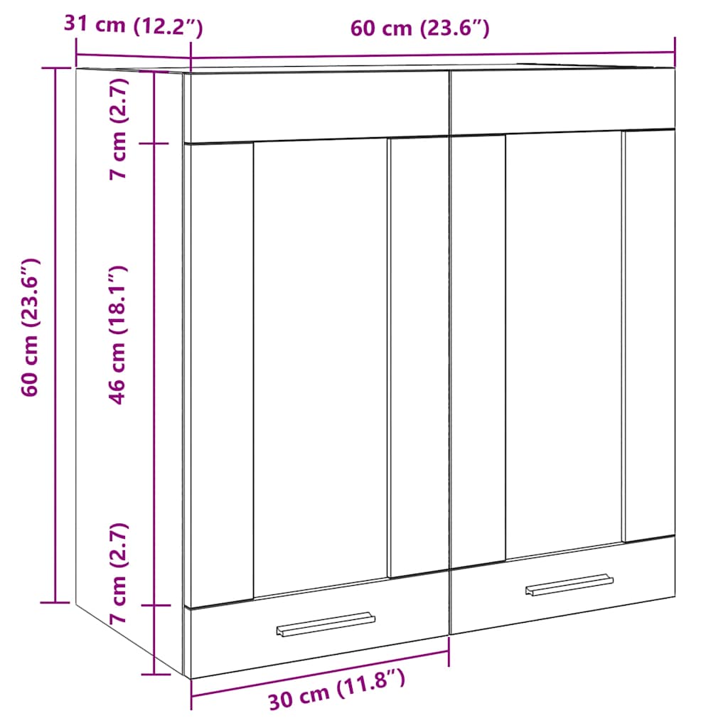 Keukenwandkast met glazen deur 60x31x60 cm artisanaal eiken - AllerleiShop