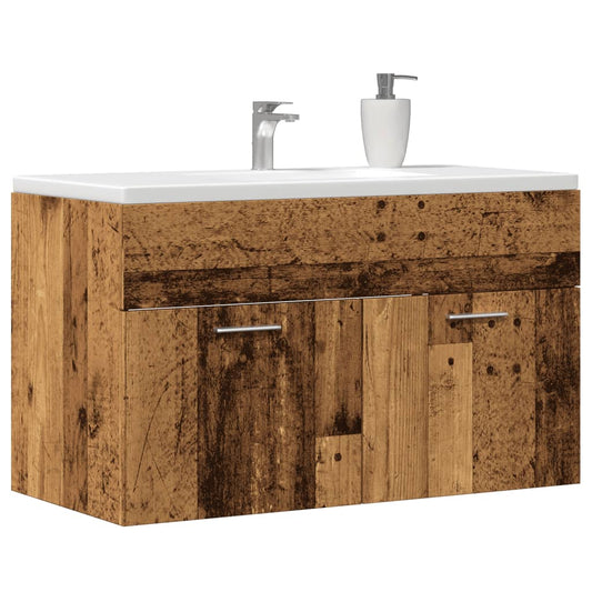 Wastafelkast 80x38,5x46 cm bewerkt hout oud houtkleurig - AllerleiShop