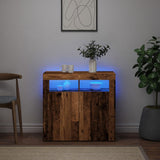 Dressoir met LED-verlichting 80x35x75 cm bewerkt hout oud hout - AllerleiShop