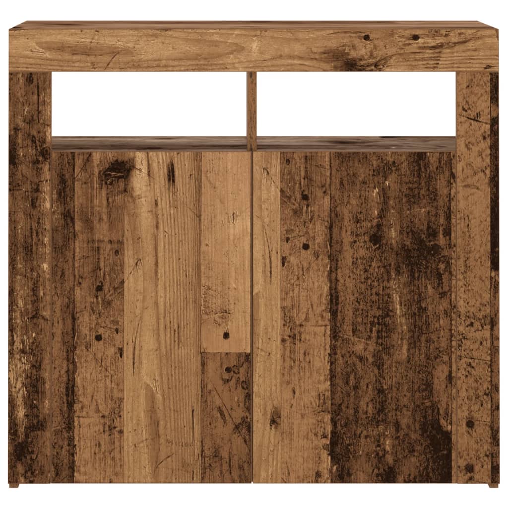 Dressoir met LED-verlichting 80x35x75 cm bewerkt hout oud hout - AllerleiShop