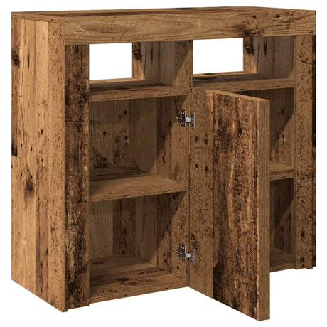 Dressoir met LED-verlichting 80x35x75 cm bewerkt hout oud hout - AllerleiShop