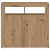 Dressoir met LED 80x35x75 cm bewerkt hout artisanaal eiken - AllerleiShop