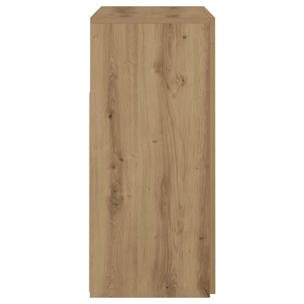 Dressoir met LED 80x35x75 cm bewerkt hout artisanaal eiken - AllerleiShop