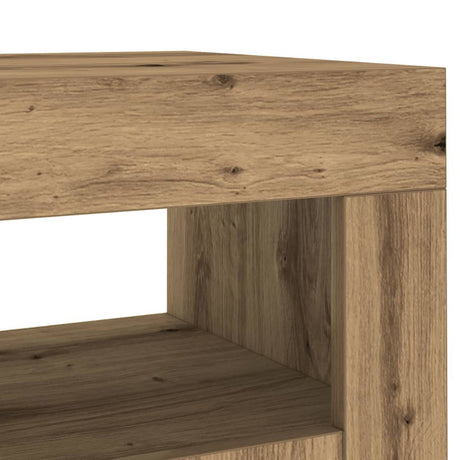 Dressoir met LED 80x35x75 cm bewerkt hout artisanaal eiken - AllerleiShop