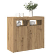 Dressoir met LED 80x35x75 cm bewerkt hout artisanaal eiken - AllerleiShop