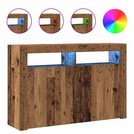 Dressoir met LED 115,5x30x75 cm bewerkt hout oud hout - AllerleiShop