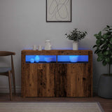 Dressoir met LED 115,5x30x75 cm bewerkt hout oud hout - AllerleiShop