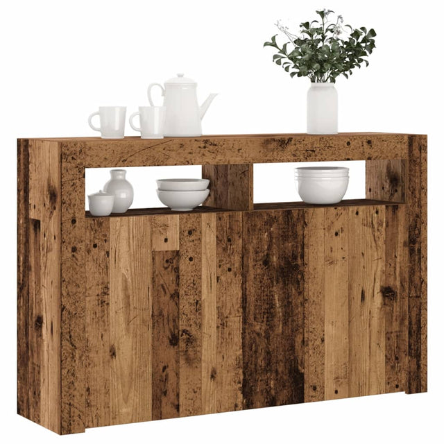 Dressoir met LED 115,5x30x75 cm bewerkt hout oud hout - AllerleiShop