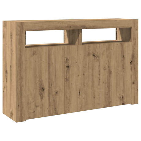 Dressoir met LED 115,5x30x75 cm bewerkt hout artisanaal eiken - AllerleiShop