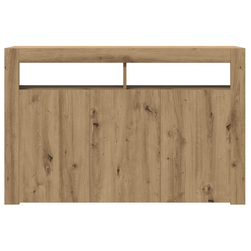 Dressoir met LED 115,5x30x75 cm bewerkt hout artisanaal eiken - AllerleiShop