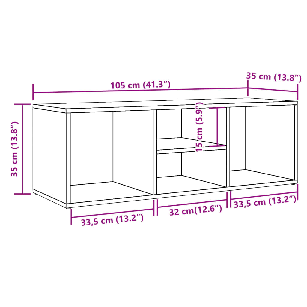 Schoenenopbergbank 105x35x35 cm bewerkt hout oud houtkleurig - AllerleiShop