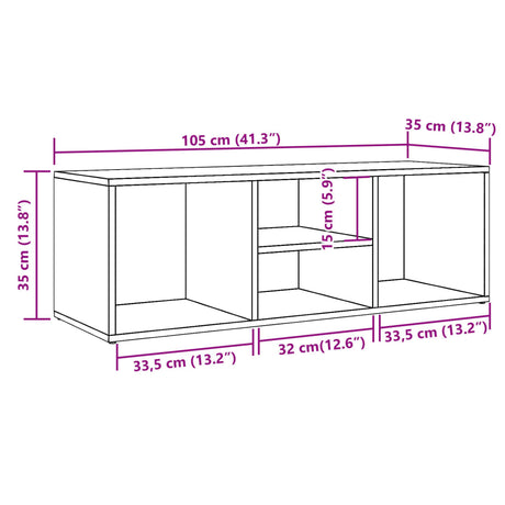 Schoenenopbergbank 105x35x35 cm bewerkt hout oud houtkleurig - AllerleiShop