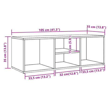 Schoenenopbergbank 105x35x35 cm bewerkt hout artisanaal eiken - AllerleiShop