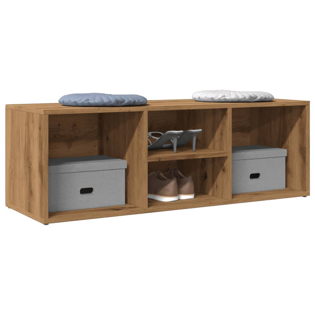 Schoenenopbergbank 105x35x35 cm bewerkt hout artisanaal eiken - AllerleiShop