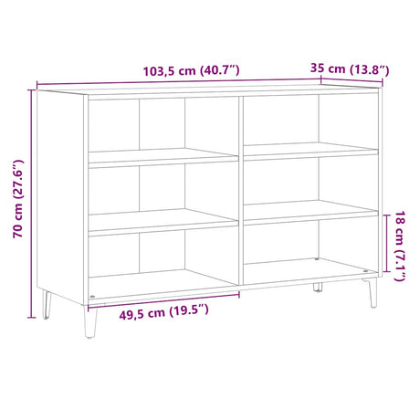 Dressoir 103,5x35x70 cm bewerkt hout oud houtkleurig - AllerleiShop