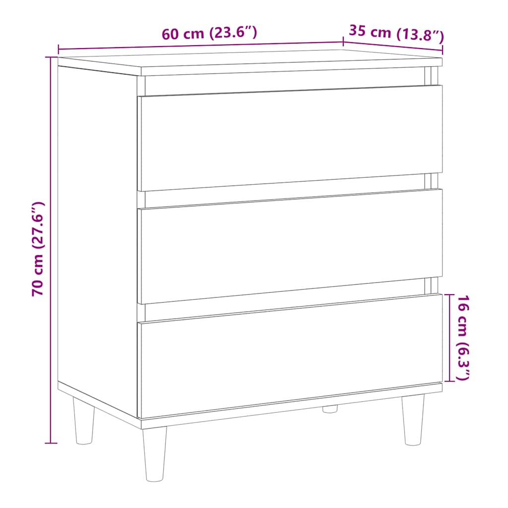 Dressoir 60x35x70 cm bewerkt hout oud houtkleurig - AllerleiShop