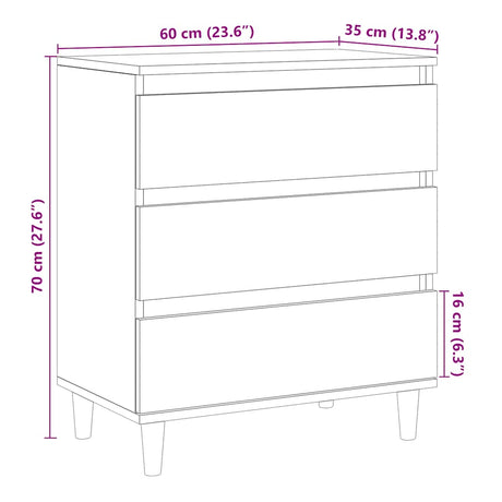 Dressoir 60x35x70 cm bewerkt hout artisanaal eikenkleur - AllerleiShop