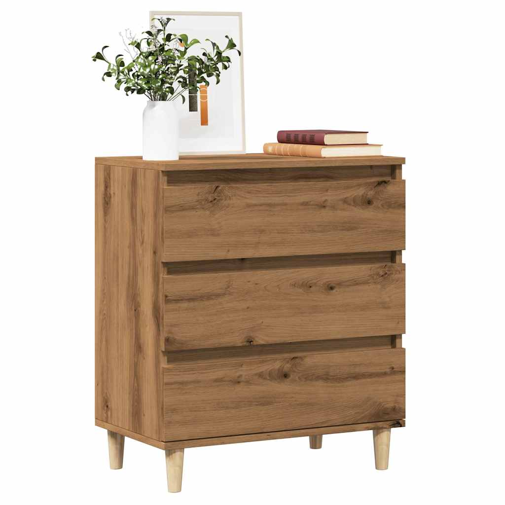 Dressoir 60x35x70 cm bewerkt hout artisanaal eikenkleur - AllerleiShop